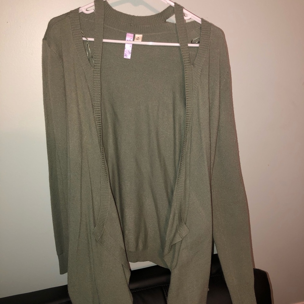 Army green cardigan from francescas